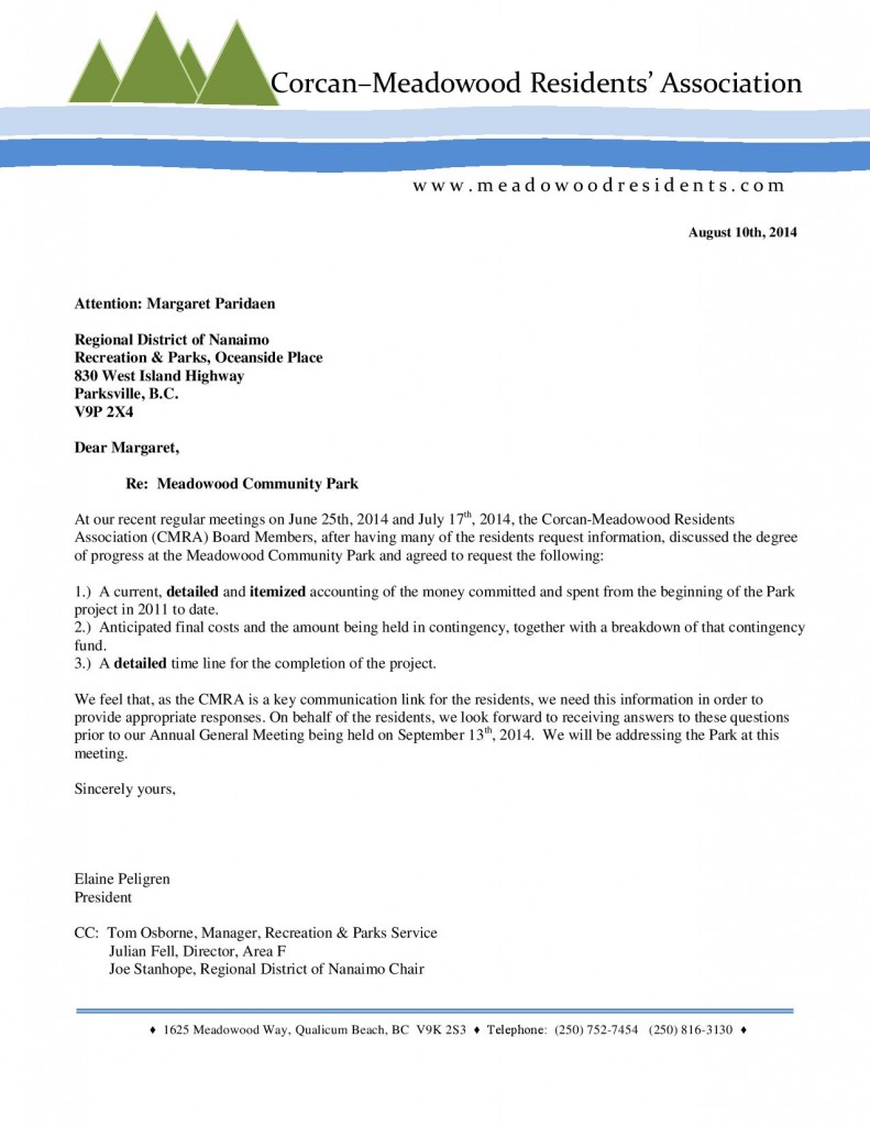 CMRA Letter to RDN regarding Meadowood Community Park - Amended Aug. 10th, 2014-page-001